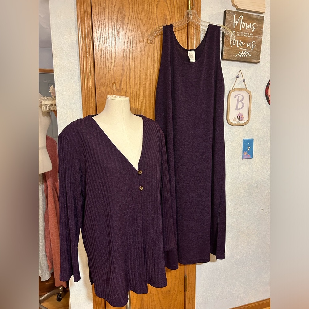 Dawn Joy Fashion 2 Pc Purple Dress - Size 20 W